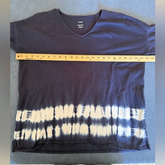 J Jill Pure Jill Womens Blue Tie Dye Relaxed V Neck Long Sleeve Shirt SZ Sm - Picture 8 of 9